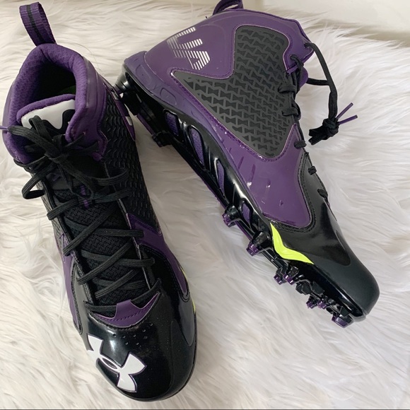NEW Under Armour Men’s Purple & Black cleats New - Picture 2 of 6